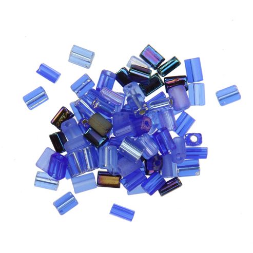 Image of Czech Seed Bead Tiny Flats Multi Blue/sapphire