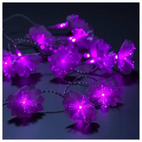 Image of Tesco Lights 20 Pink Flowers, Battery Operated