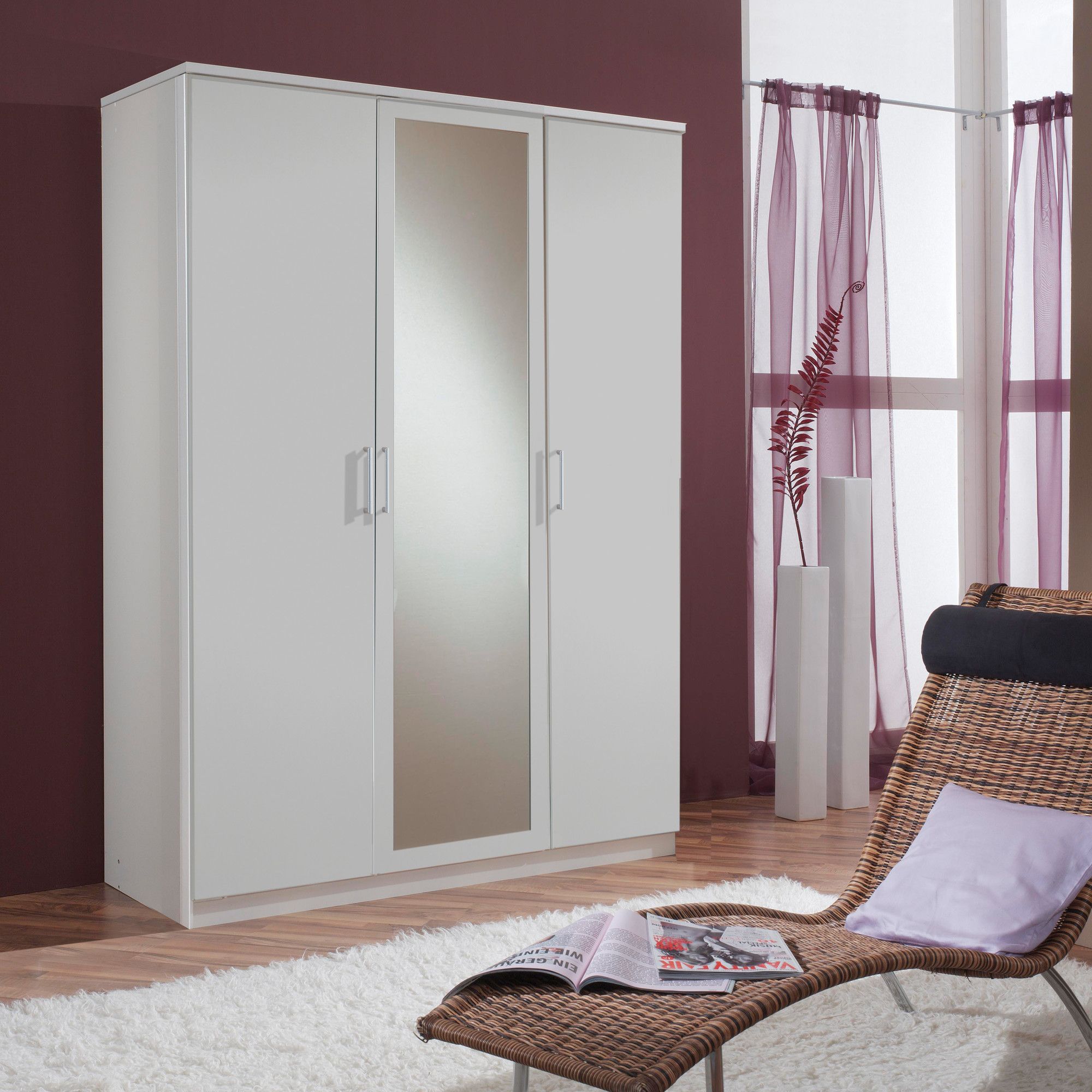 Amos Mann furniture Venice 3 Door Wardrobe - White at Tesco Direct