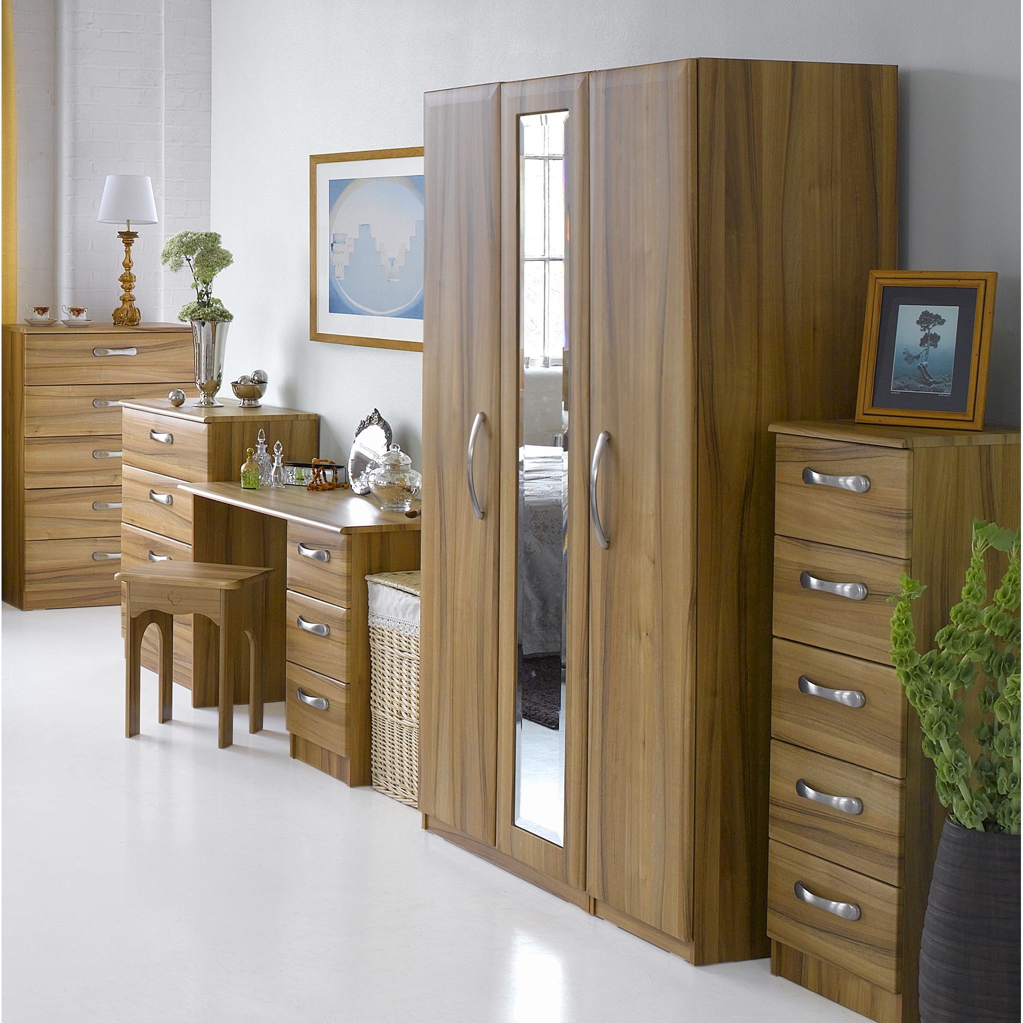 Alto Furniture Visualise Tipolo Three Door Wardrobe in Golden Walnut at Tescos Direct