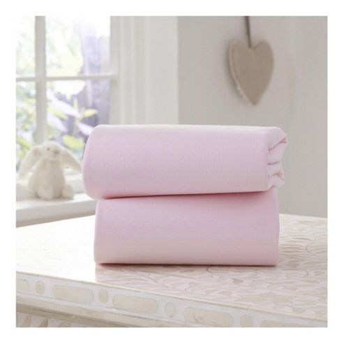 Image of Clair De Lune Fitted Cotton Interlock Sheets - Moses Basket (pink)