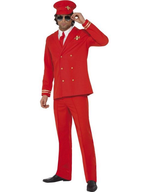 Image of Adult High Flyer Red Pilot Costume Medium