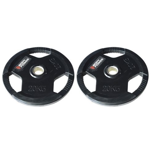 Image of Body Power Rubber Enc Tri Grip Olympic Weight Disc Plates - 20kg (x2)