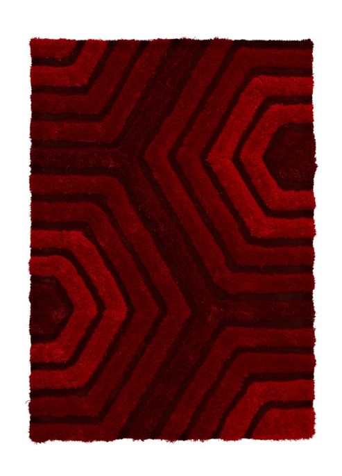 Image of Think Rugs Noble House Red Shaggy Rug - 150 Cm X 230 Cm (4 Ft 11 In X 7 Ft 7 In)