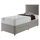 Silentnight Miracoil Luxury Micro Quilt Non Storage Single Divan Mink with Headboard