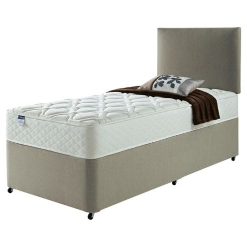 Image of Silentnight Miracoil Luxury Micro Quilt Non Storage divan Mink With Headboard - Single (3ft)