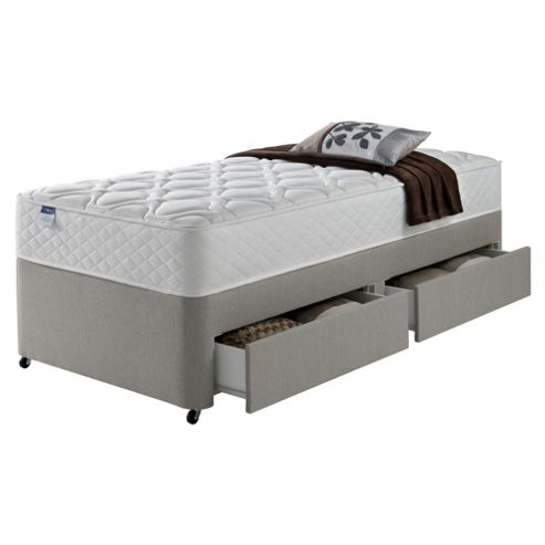 Image of Silentnight Miracoil Luxury Micro Quilt 2 Drawer divan Mink No Headboard - Single (3ft)