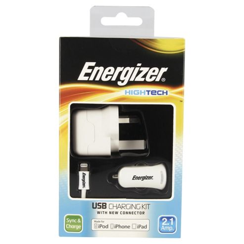 Image of Energizer Lightening Cable, 2.1amp In-car & Mains Charger