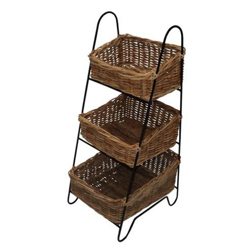 Image of Wicker Valley Vegetable Rack With Three Rattan Baskets