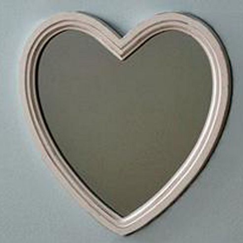Image of Rustic - Heart Shaped Wooden Wall Mirror - Beige