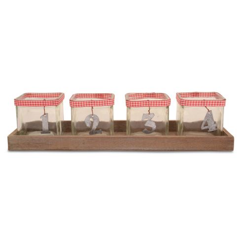 Image of Wood & Glass Numbered Advent Candle Holders
