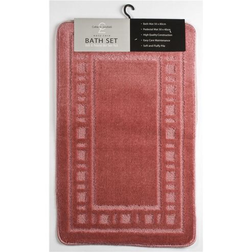 Image of Catherine Landsfield Bathroom Armoni 2pc Bathset, Bath Mat 50x80 Pedestal 50x40, Rose