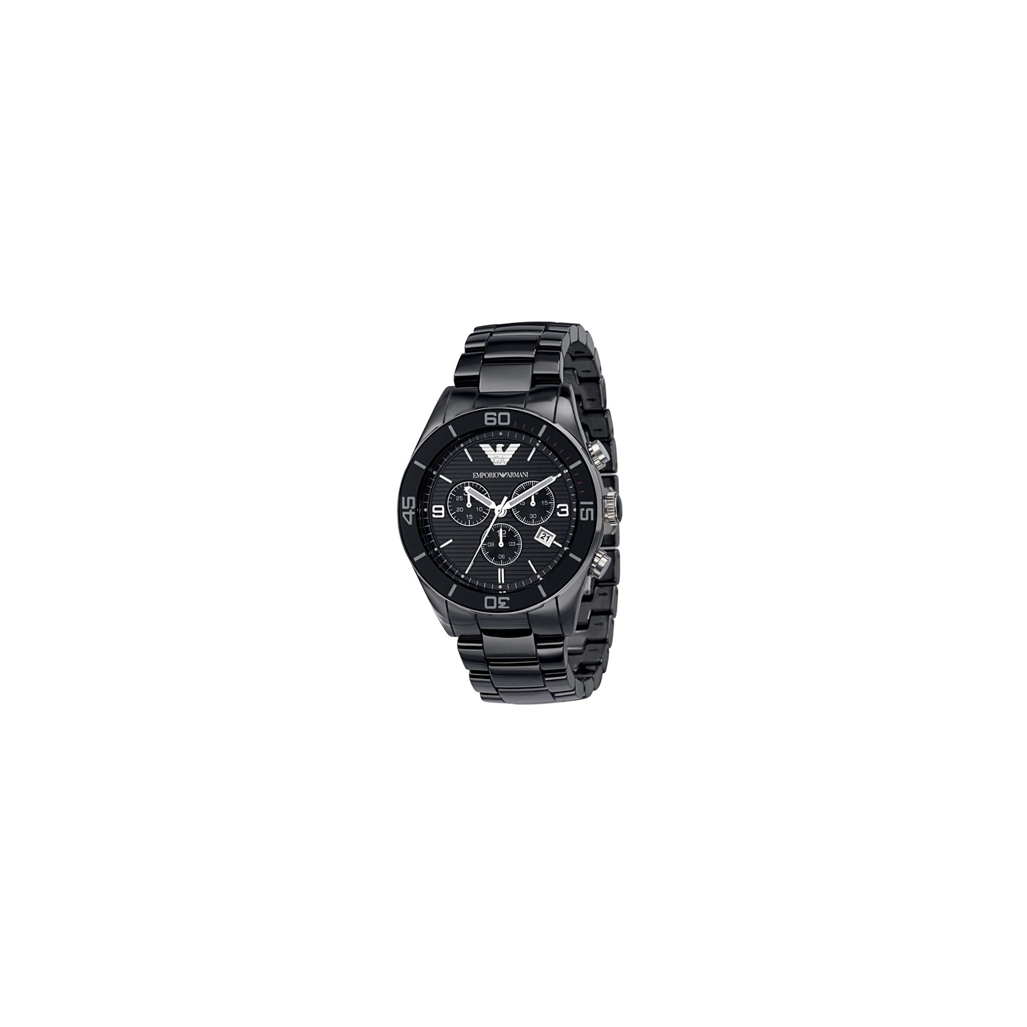 Emporio Armani Black Ceramica Chrono Watch AR1421 at Tesco Direct