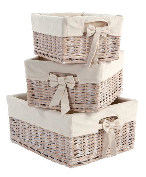 Image of Mamas & Papas - Storage Baskets- Set Of 3 In White Wash