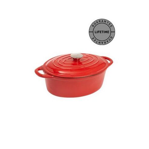 Image of Linea Cast Iron Red 27cm Oval Casserole In Red