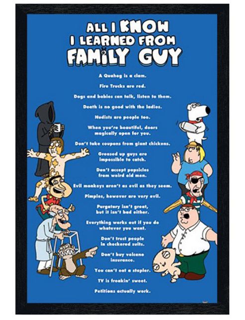 Image of Family Guy Black Wooden Framed All I Know Poster