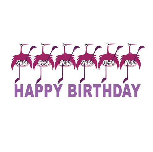 Image of Holy Mackerel Greetings Card- Happy Birthday Dancing Flamingo