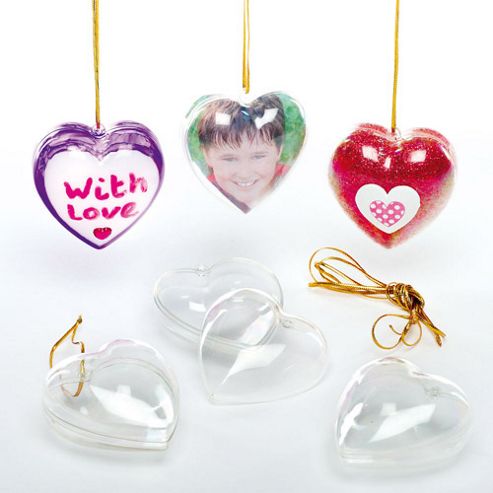 Image of Transparent Heart Baubles (pack Of 12)