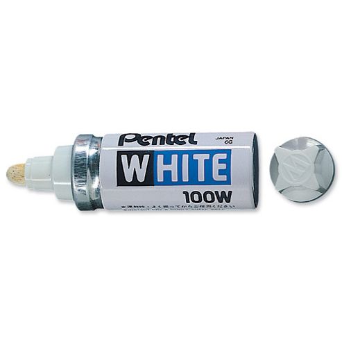 Image of Pentel Permanent Marker Valve-controlled Bullet Tip Broad 6mm White Ref X100w [pack 12]