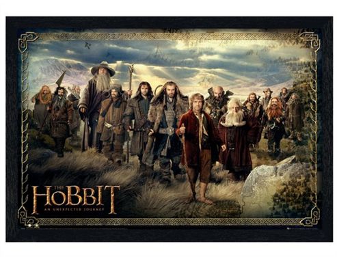 Image of Black Wooden Framed The Hobbit The Cast Of An Unexpected Journey Poster