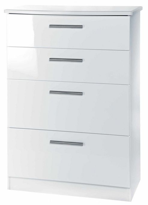 Image of Welcome Furniture Knightsbridge 4 Drawer Deep Chest - White - Cream