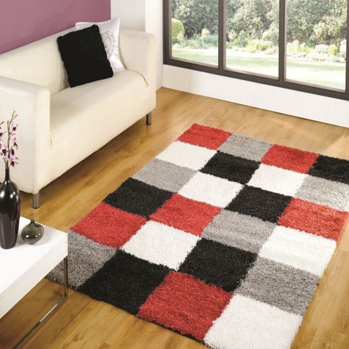 Image of Nordic Andes Red/grey 80x150 Cm Shaggy Rug