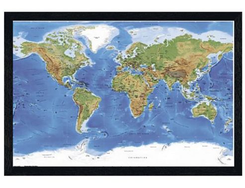 Image of Map Of The Earth Black Wooden Framed Planetary Visions Poster