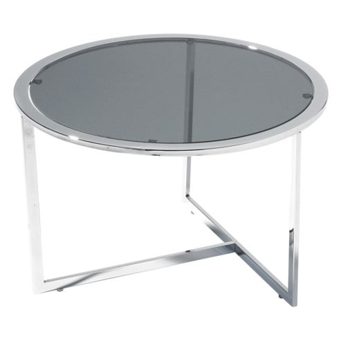 Image of Premier Housewares Round Table With Black Tempered Glass