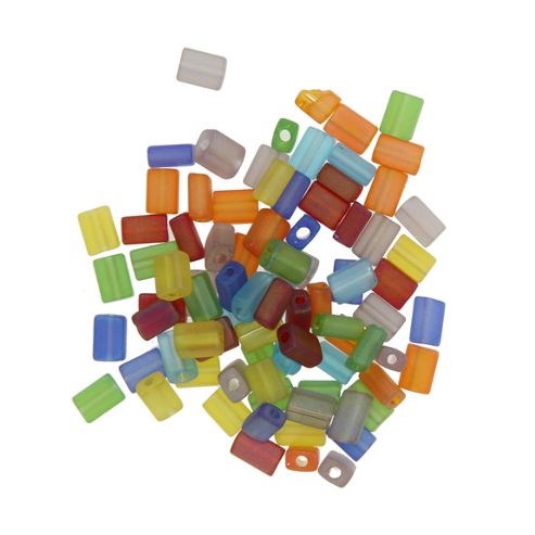 Image of Czech Seed Bead Tiny Flats Rainbow Transparent Mix