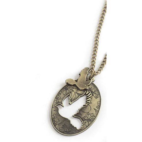 Image of Vintage Style Cut Out Bird Oval Pendant
