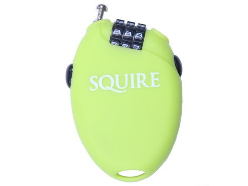 Image of Squire Retrac 2 Retractable Combination Cable Lock 600mm Lime Green