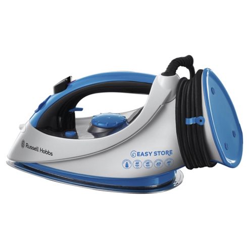 Image of Russell Hobbs 18616 Stainless Steel Plate Steam Iron - Blue & White
