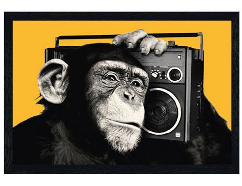 Image of The Chimp Black Wooden Framed Boombox Poster