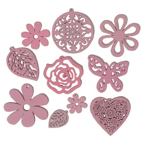 Image of Wood Shapes Pink 10pcs