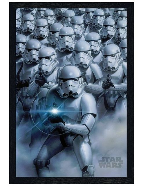 Image of Black Wooden Framed Star Wars Stormtroopers Attack Poster