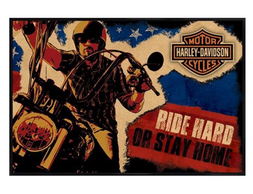 Image of Harley Davidson Motorcycles Gloss Black Framed Ride Hard Or Stay Home Poster