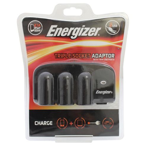 Image of Energizer Triple 12v Socket & Twin Usb Adapter