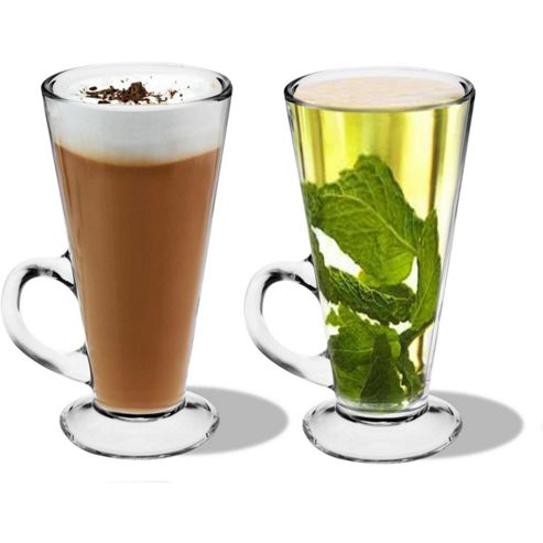Image of Pack Of 2 Columbian Latte Glasses - Glass Cups For Coffee / Tea 280ml - 15cm Tall