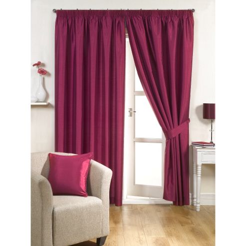 Image of Kliving Pencil Pleat Ravello Faux Silk Lined Curtain 90x72 Inches Fuchsia