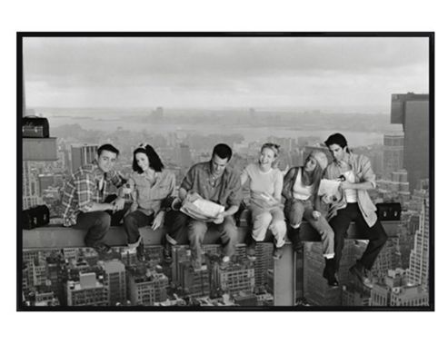 Image of Friends Gloss Black Framed Men On A Girder Parody Poster