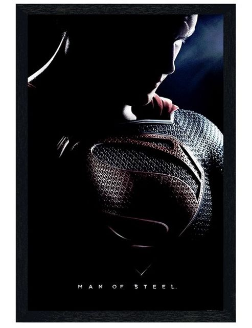 Image of Black Wooden Framed Superman Man Of Steel The Ultimate Superhero Poster