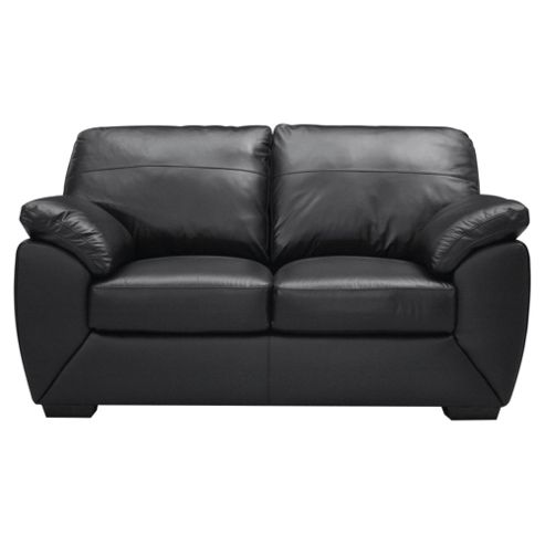 Image of Alberta Leather Small 2 Seater Sofa, Black