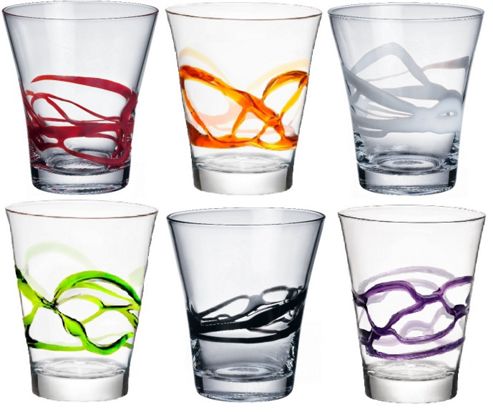 Image of Bormioli Rocco Ceralacca Tumblers Glasses - 385ml - 13oz - Multi Coloured - Set Of 6
