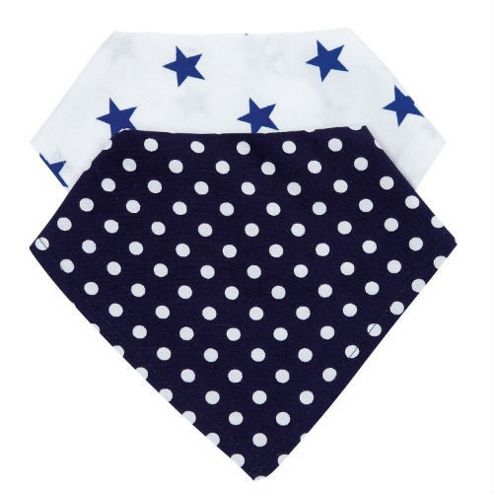 Image of Baroo Fashion Bibs Pack Of 2 (dark Blue Spots And Stars)