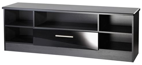 Image of Welcome Furniture Living Room Wide Open Tv Unit - Black Gloss