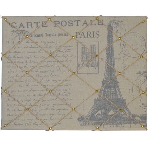 Image of Eiffel - Wall Mounted Paris Theme Notice Board - Beige / Grey