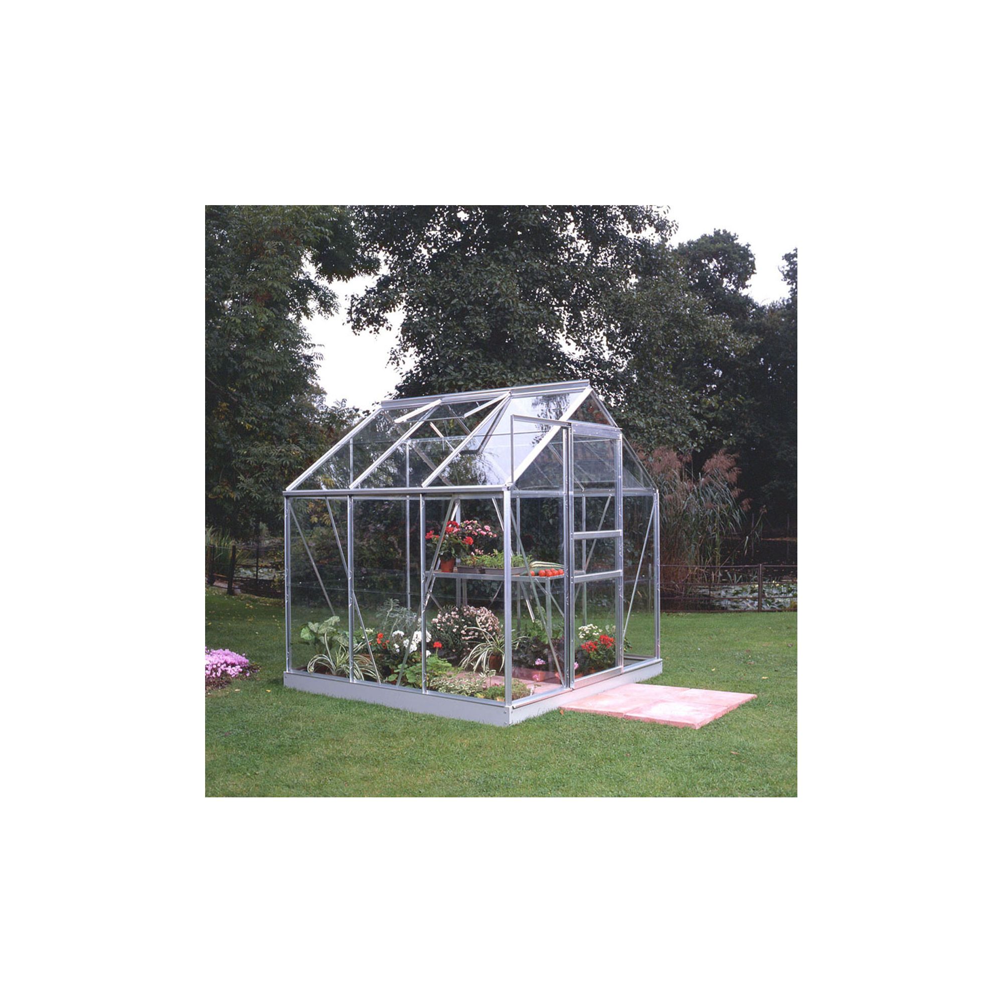 Halls 6x6 Popular Greenhouse + Base - Toughened Glass at Tesco Direct