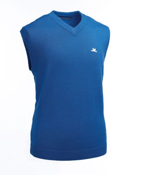 Image of John Letters Mens Troon Pima Cotton Golf Slipover - Blue