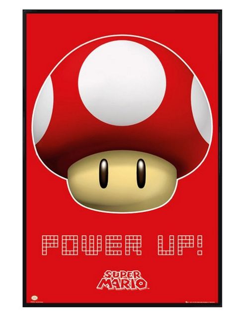 Image of Gloss Black Framed Super Mario Power Up Poster
