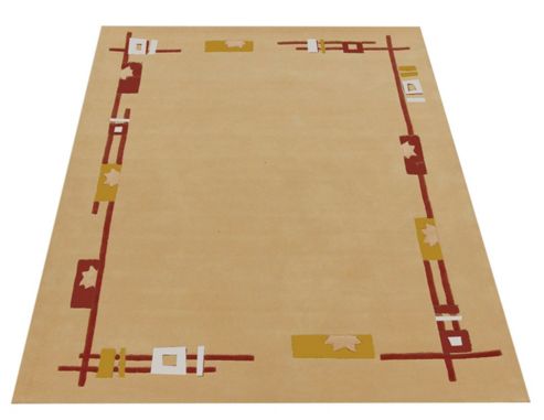 Image of Premier Housewares Beige / Red / Cream High Tufted Rug - 140 Cm X 200 Cm (4 Ft 6 In X 6 Ft 6 In)